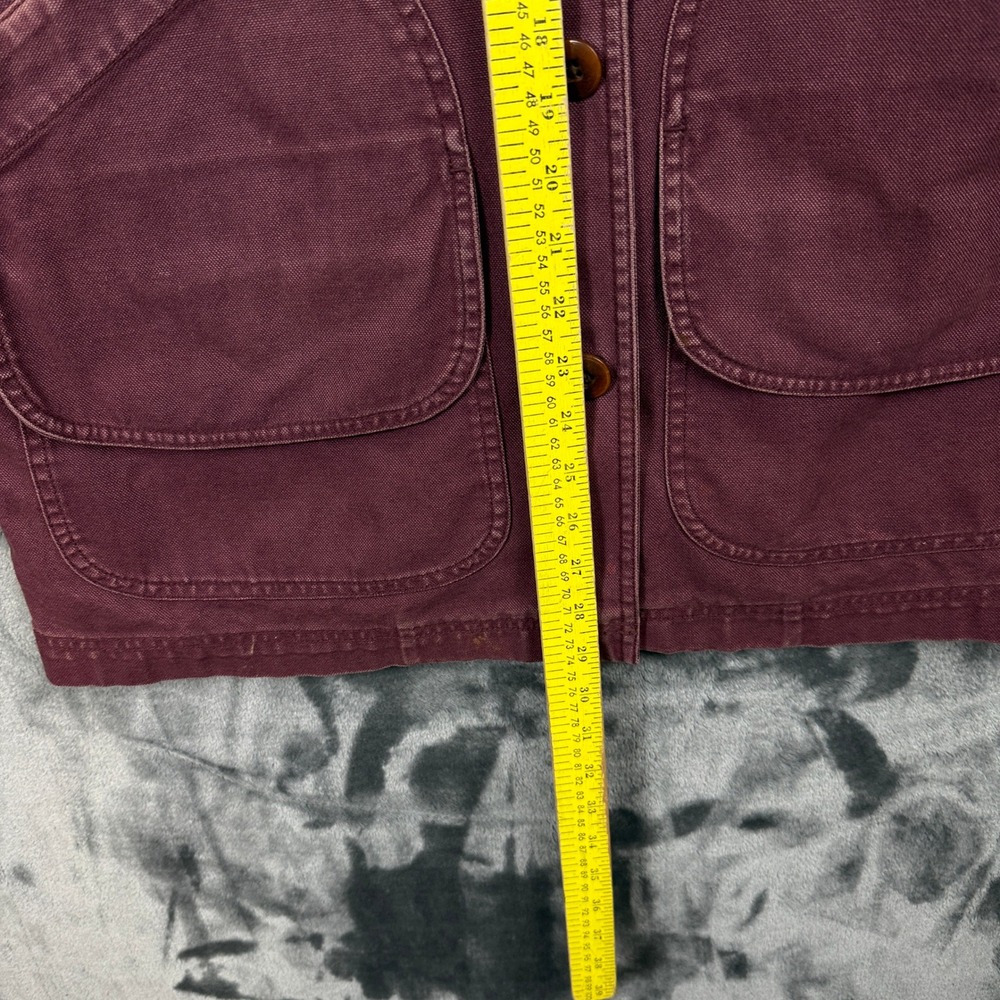 L.L. Bean Field Coat Jacket Womens M Plum Burgundy Plaid Lined Canvas Barn Chore - Picture 5 of 11
